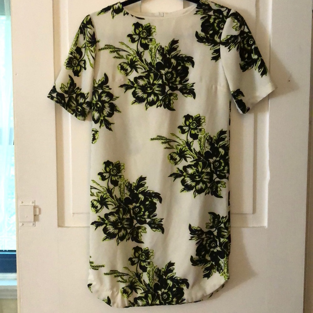 Handmade cream floral mini-dress